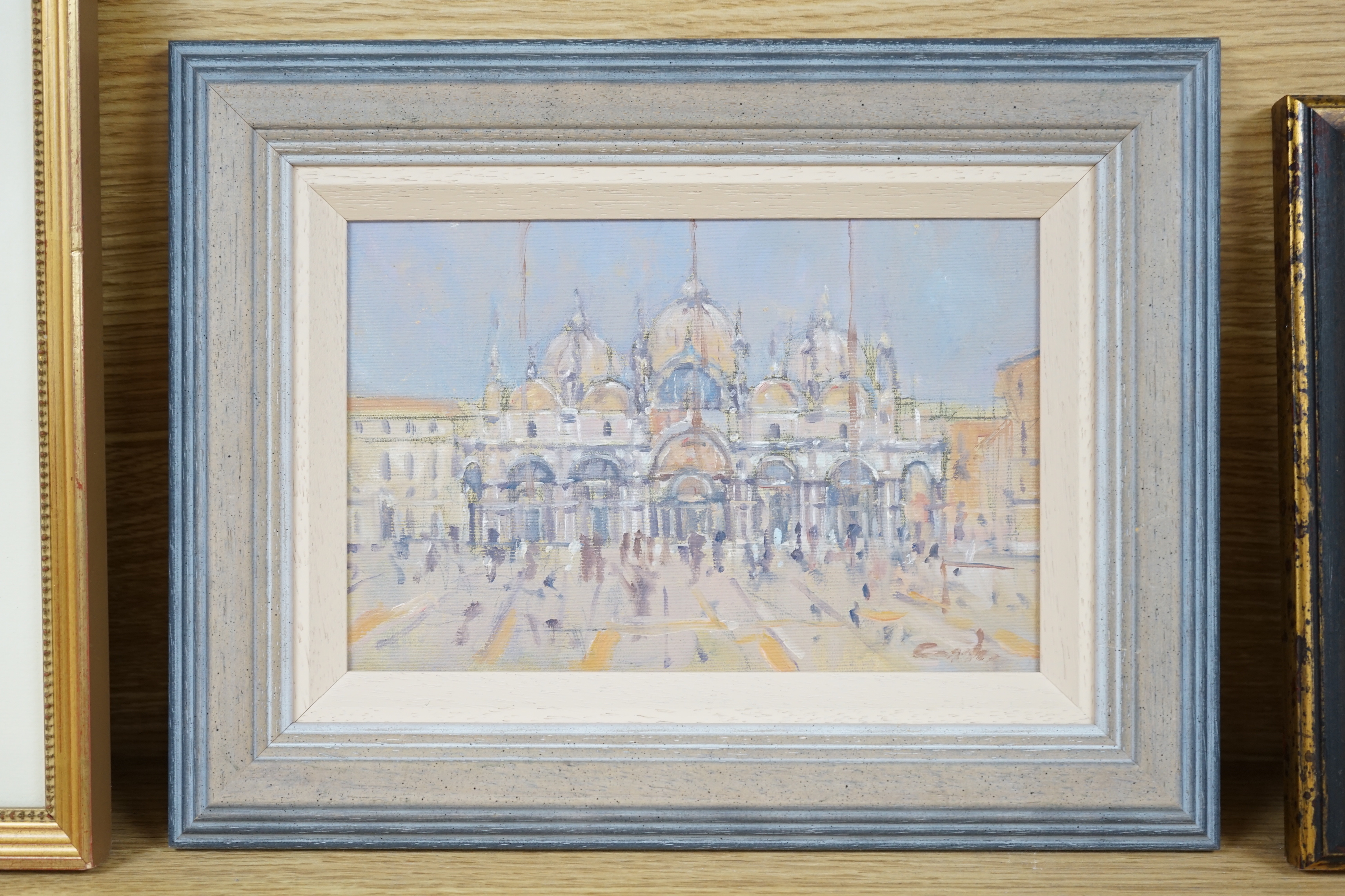 Stephen T. Cook, oil on board, St Mark’s, Venice, signed, inscribed gallery label verso, 14 x 21cm